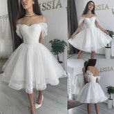Sparkly Sexy Short Wedding Dress Up Back Off The Shoulder Knee Length Sequins Bride Party Gowns Plus Size Vestidos De Novias